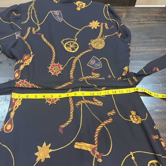 Lauren Ralph Lauren Black and Orange Puff Sleeve Midi Dress - Picture 8 of 9